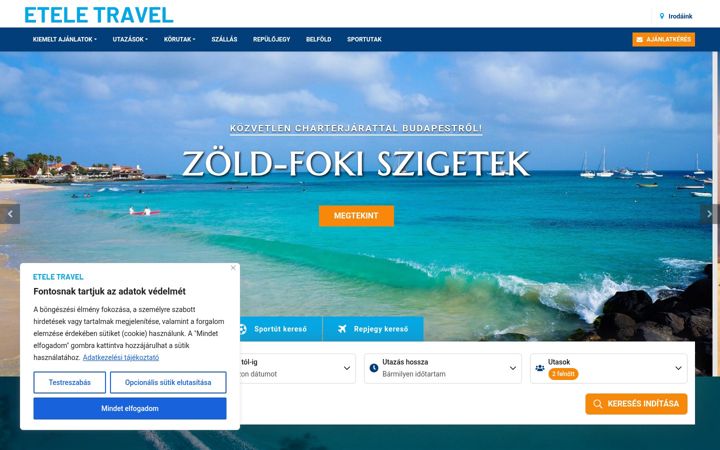 Skærmbillede af eteletravel.hu