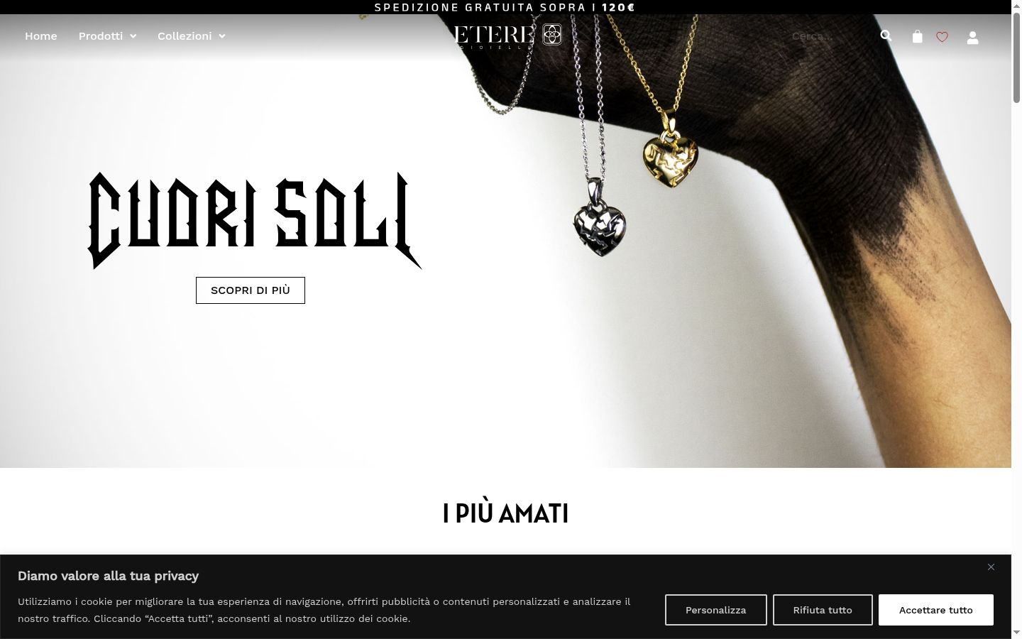 Screenshot del banner di consenso mostrato prima di qualsiasi interazione