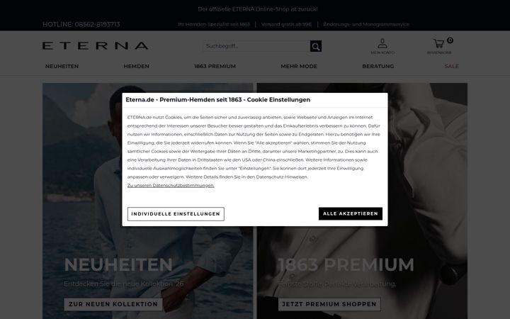 Screenshot of eterna.de