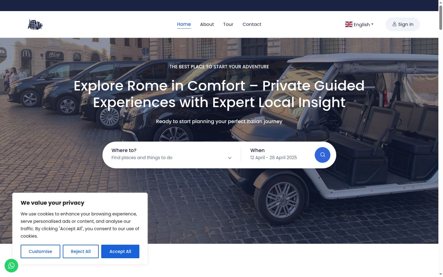 Screenshot del banner di consenso mostrato prima di qualsiasi interazione
