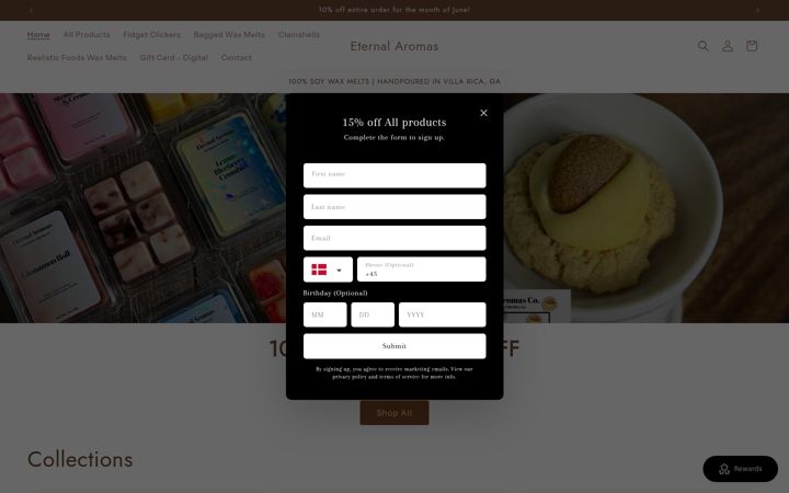 Screenshot of eternalaromas.com