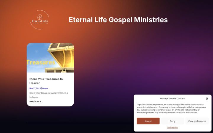 Screenshot του eternallifegospel.org