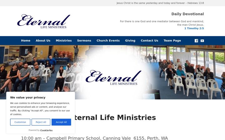Screenshot di eternallifeministries.com.au