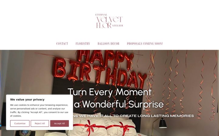 Screenshot di eternalvelvetfloratelier.com.au