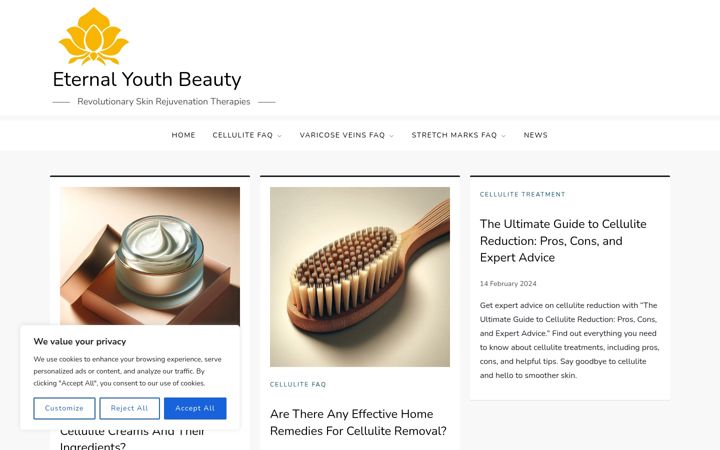 Screenshot of eternalyouthbeauty.com