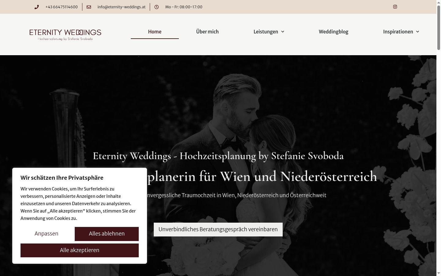 Screenshot des Einwilligungsbanners vor jeglicher Interaktion