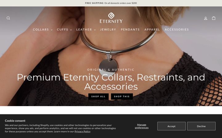 Screenshot of eternitycollars.com