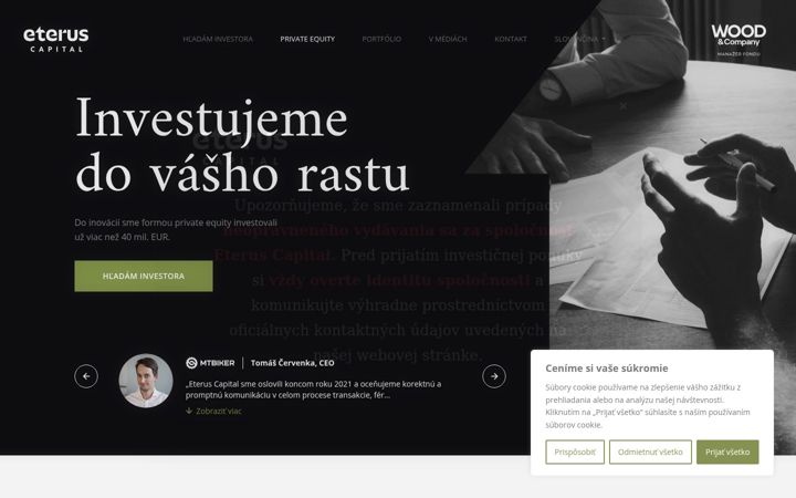 Snímek obrazovky eterus.sk