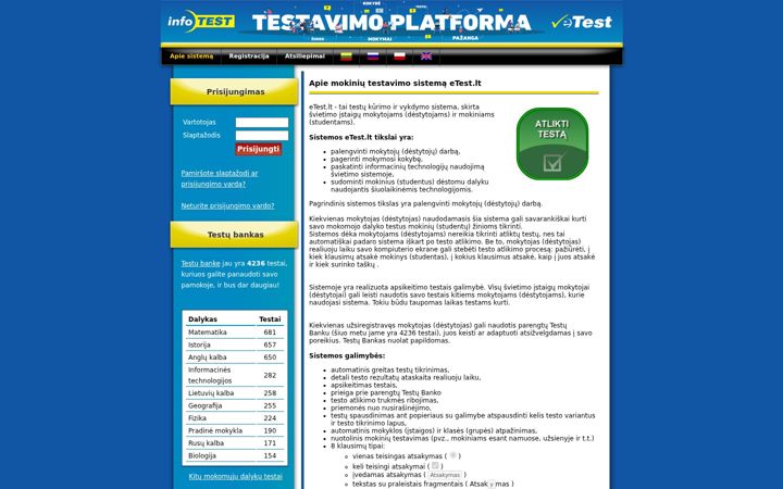 Screenshot of etest.lt
