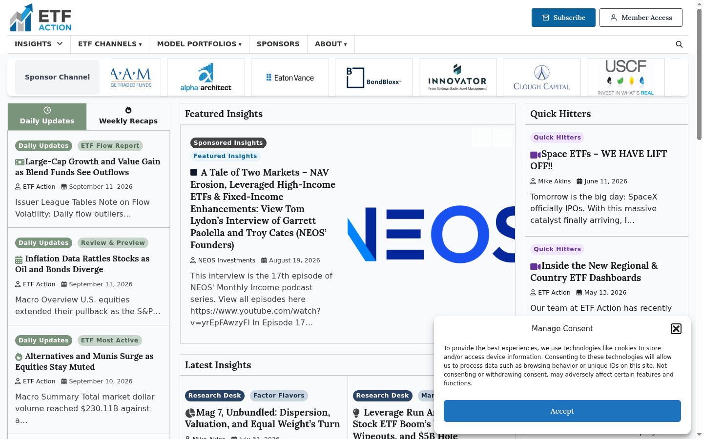 Screenshot of the consent banner shown before any interaction