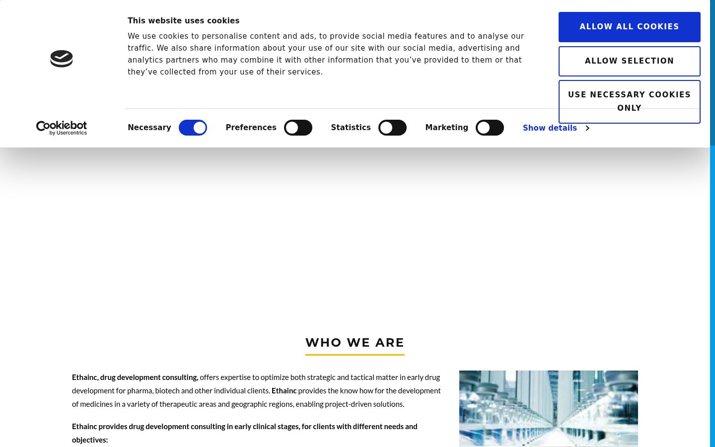 Screenshot of the consent banner shown before any interaction