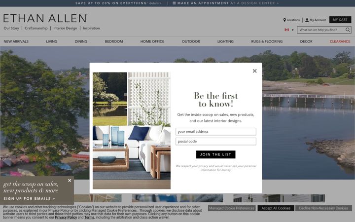 Screenshot of ethanallen.ca
