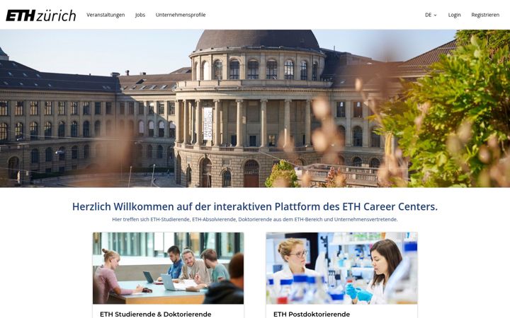 Екранна снимка на ethcareer.ch