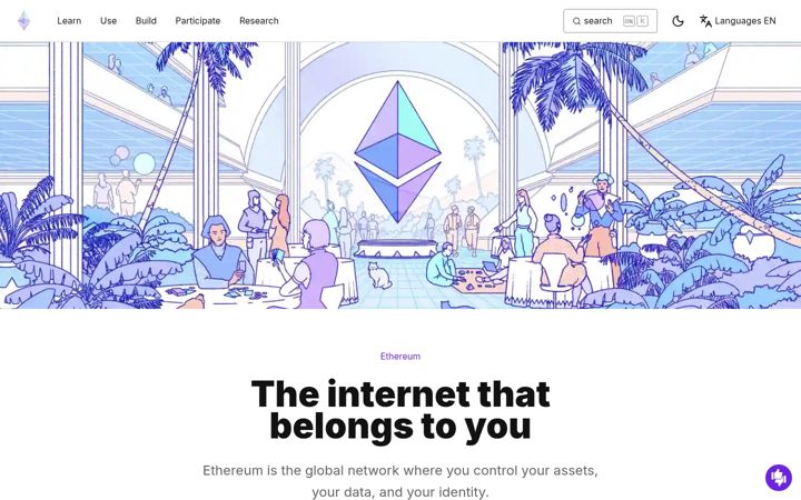 Captura de ecrã de ethereum.org