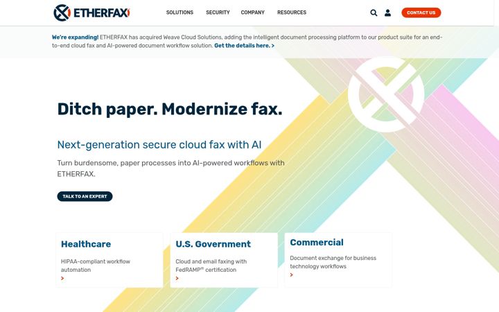 Screenshot of etherfax.net