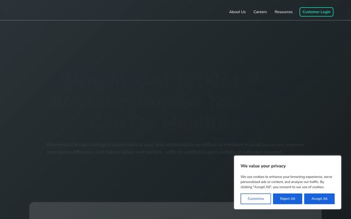Snímek obrazovky ethermed.ai