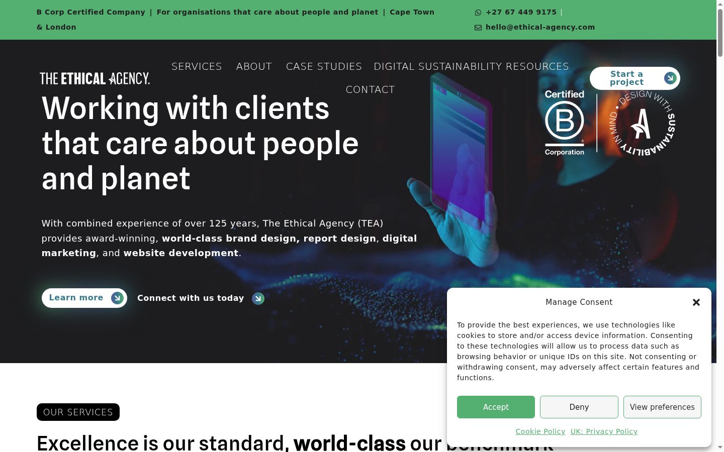 Screenshot del banner di consenso mostrato prima di qualsiasi interazione