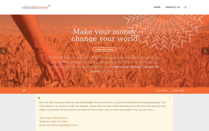 Screenshot of ethicalfutures.co.uk