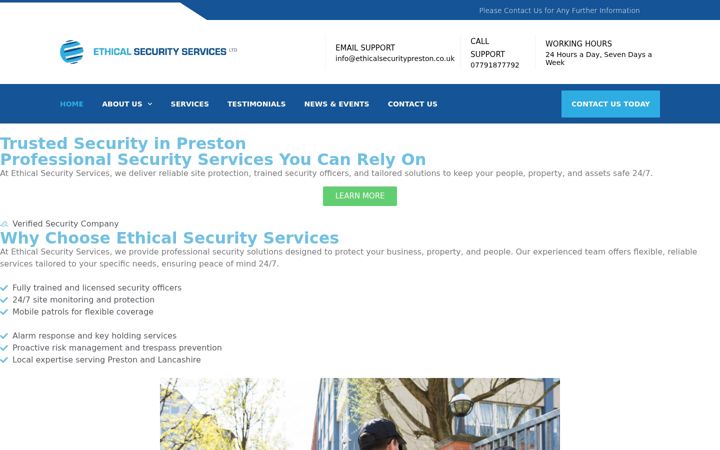 Screenshot of ethicalsecuritypreston.co.uk