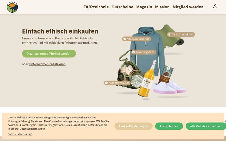Screenshot von ethicdeals.de