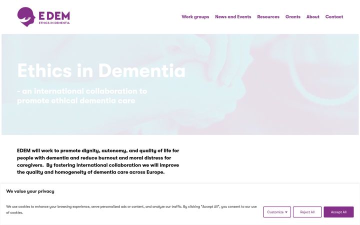 Ekraanipilt saidist ethicsindementia.org