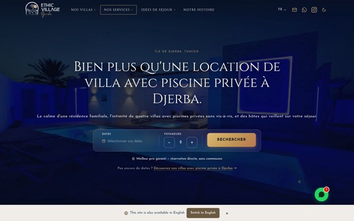 Screenshot of ethicvillagedjerba.com