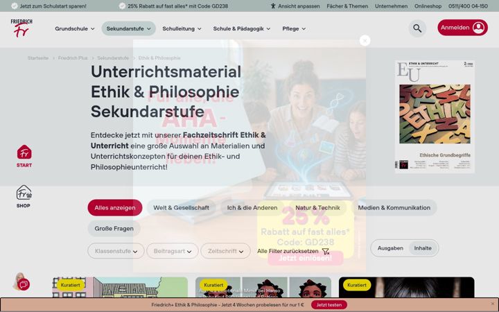 Screenshot of ethikundunterricht.de
