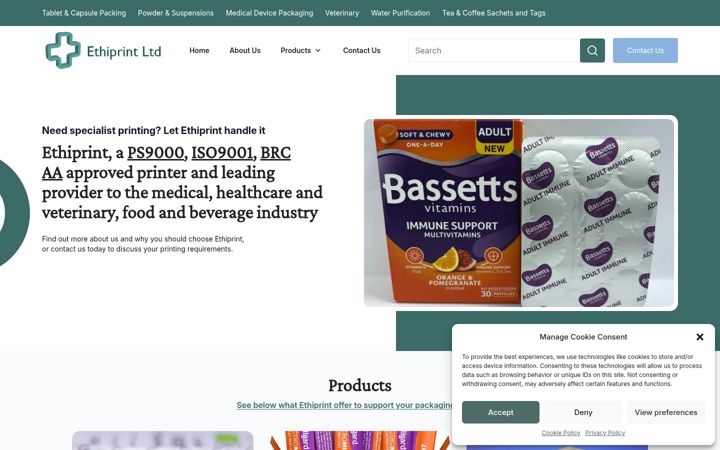 Screenshot of ethiprint.co.uk