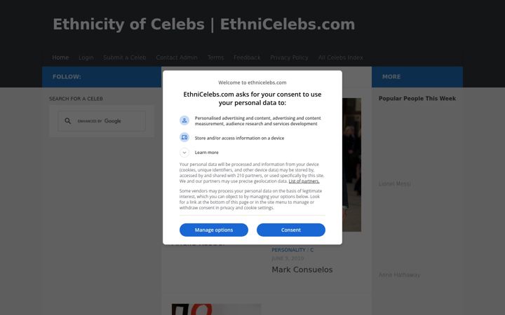 Screenshot of ethnicelebs.com