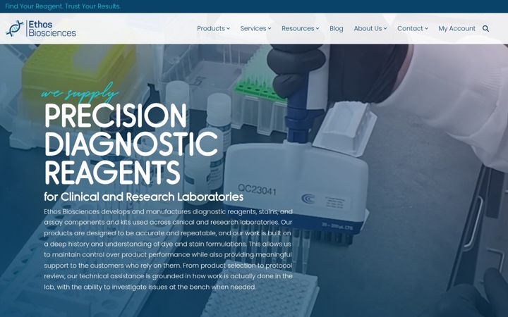 Screenshot of ethosbiosciences.com