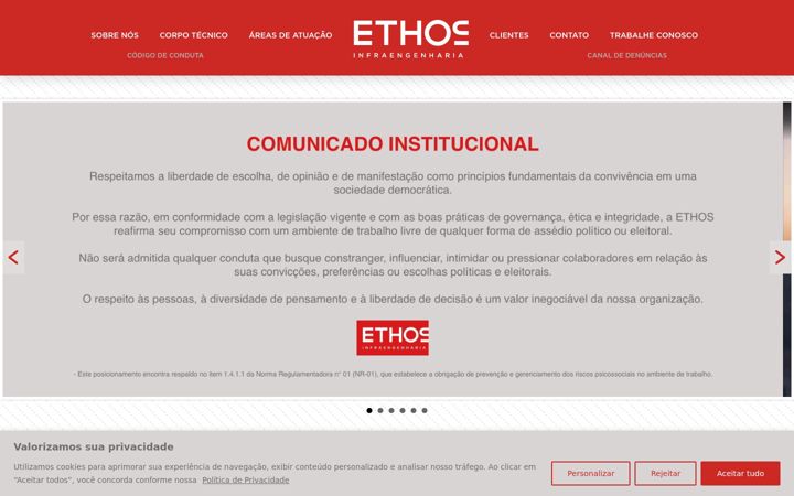 Екранна снимка на ethosinfraestrutura.com.br