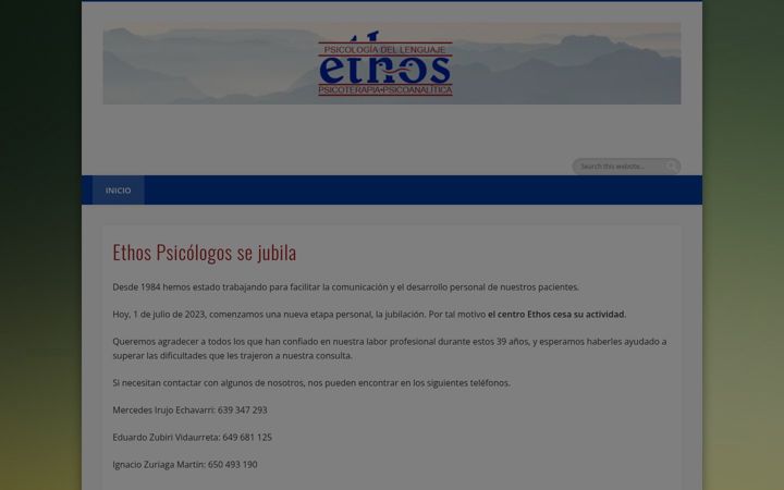 Screenshot of ethospsicologos.com