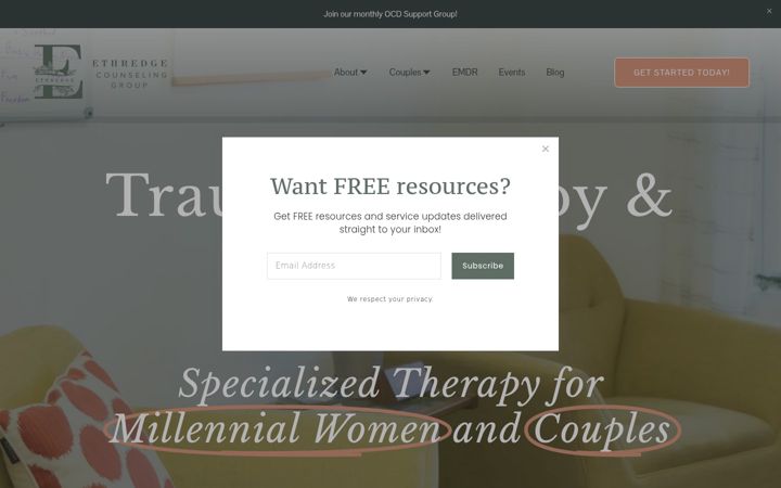 Screenshot of ethredgecounseling.com