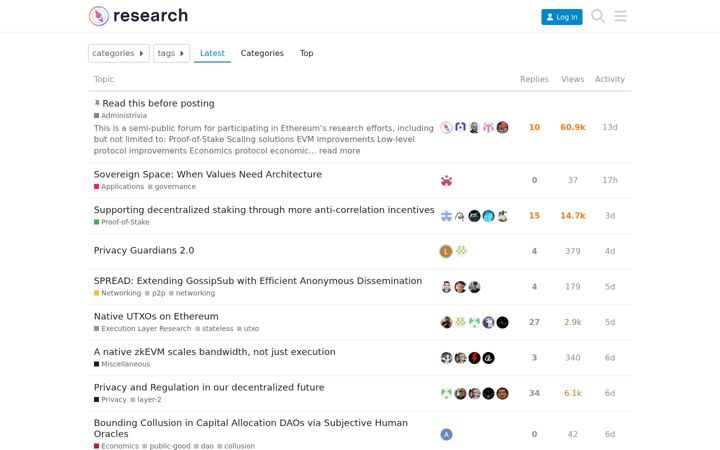 Screenshot of ethresear.ch