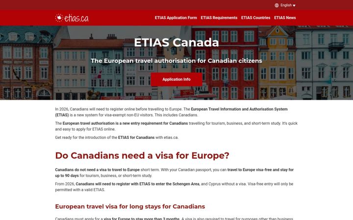 Screenshot of etias.ca