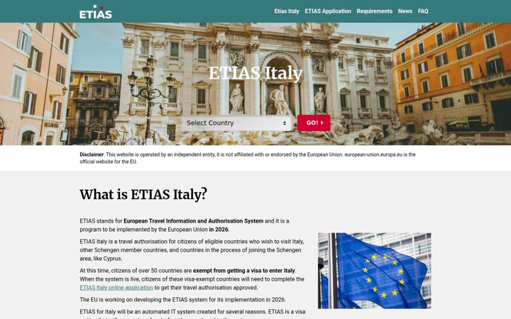 Screenshot of etiasitaly.com
