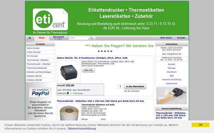 Screenshot of eticent.de