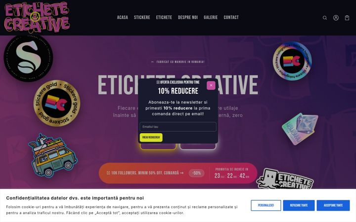 Screenshot stránky etichetecreative.ro