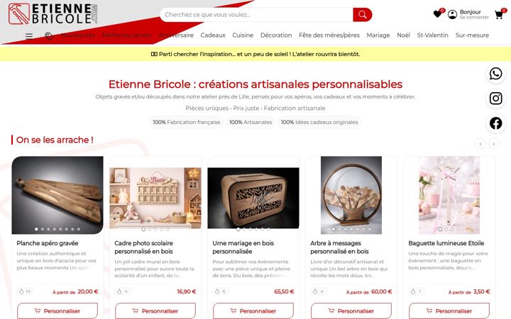 Screenshot of etiennebricole.com