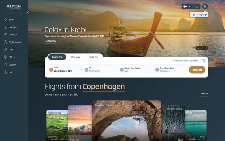 Screenshot of etihad.com