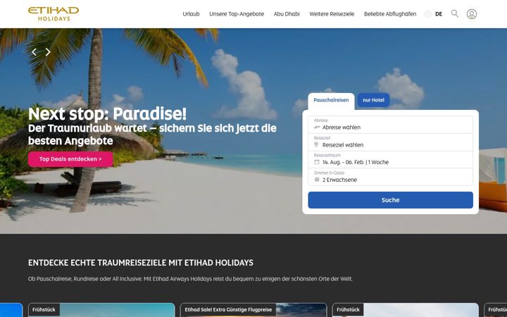 Screenshot of etihadholidays.de