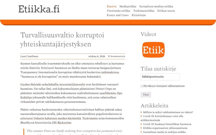 Екранна снимка на etiikka.fi