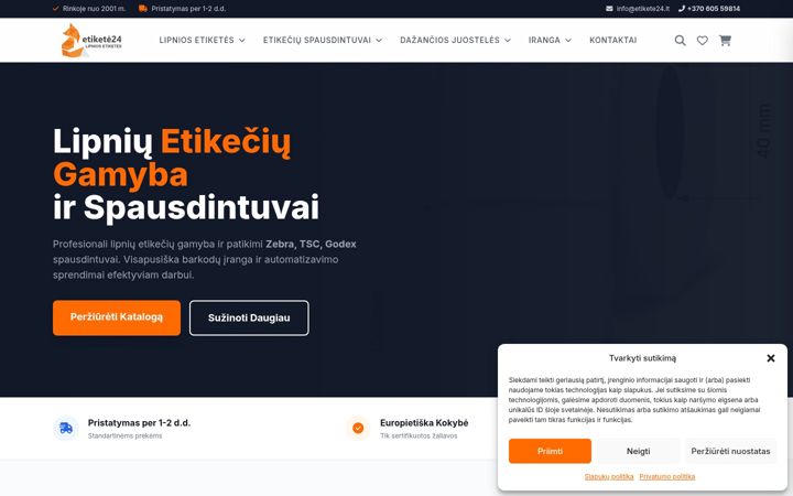 Snímek obrazovky etikete24.lt