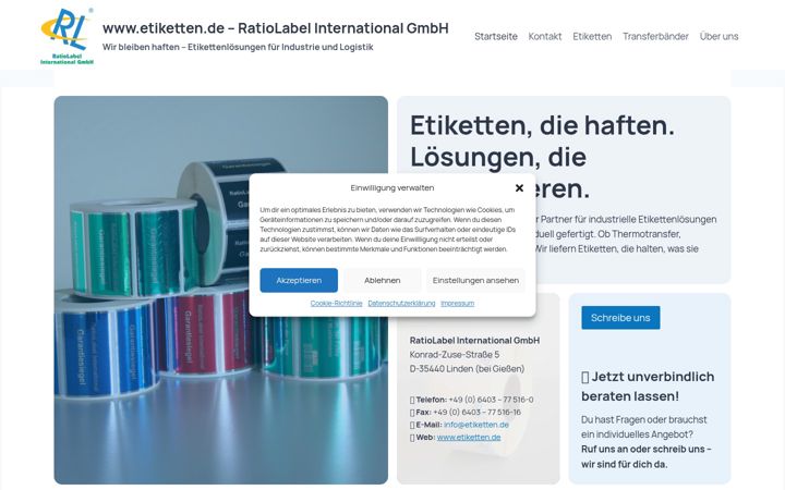 Screenshot of etiketten.de