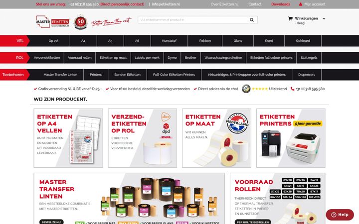 Screenshot ta' etiketten.nl