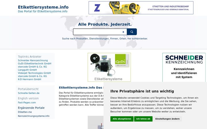 Screenshot van etikettiersysteme.info