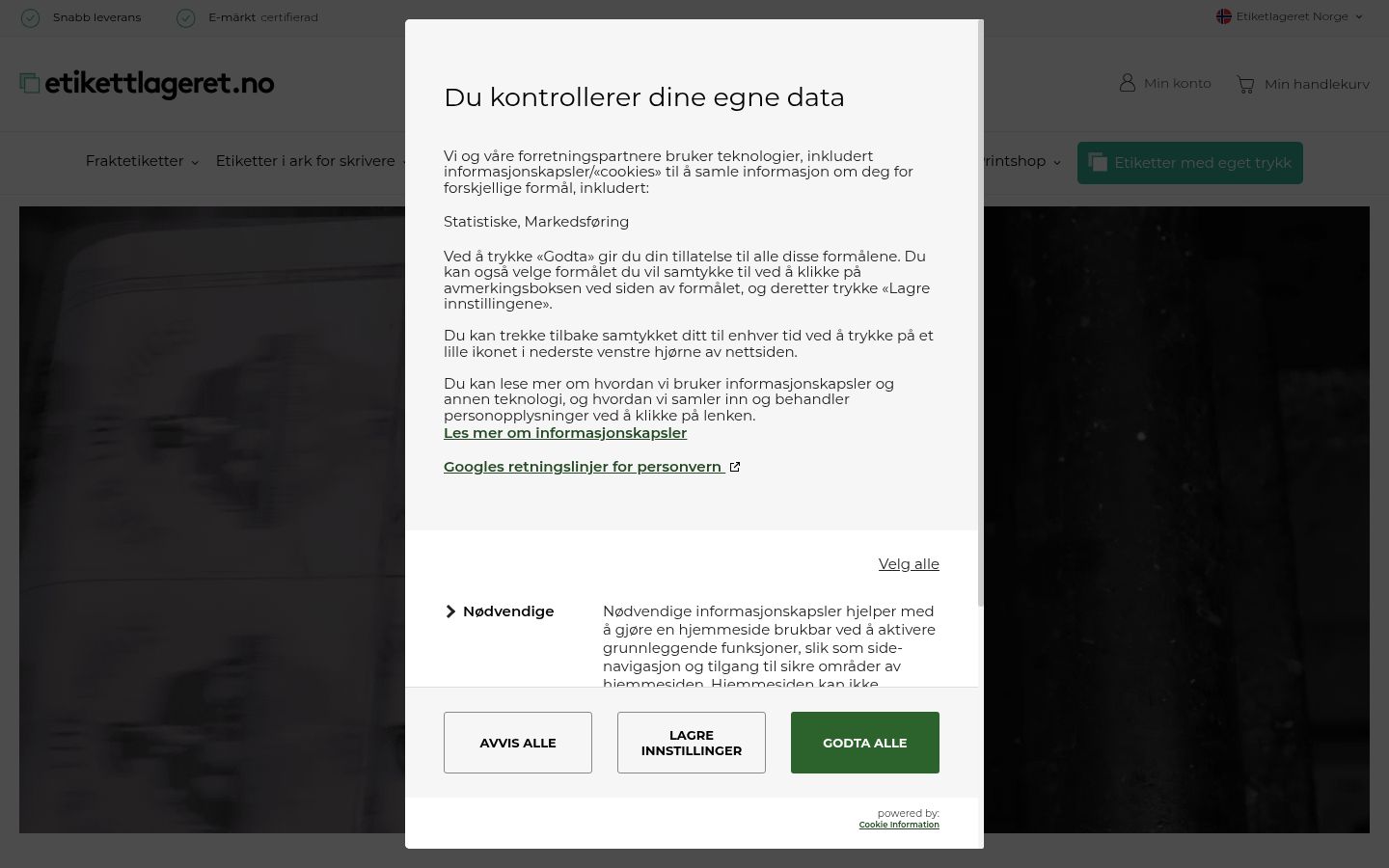 Screenshot of the consent banner shown before any interaction