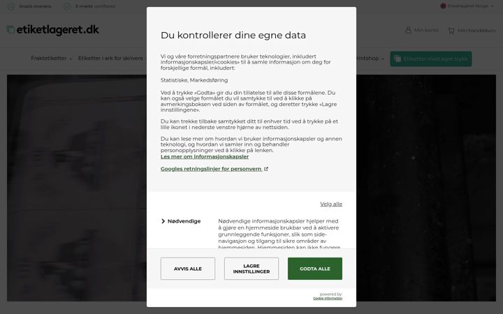 Screenshot of etikettlageret.no