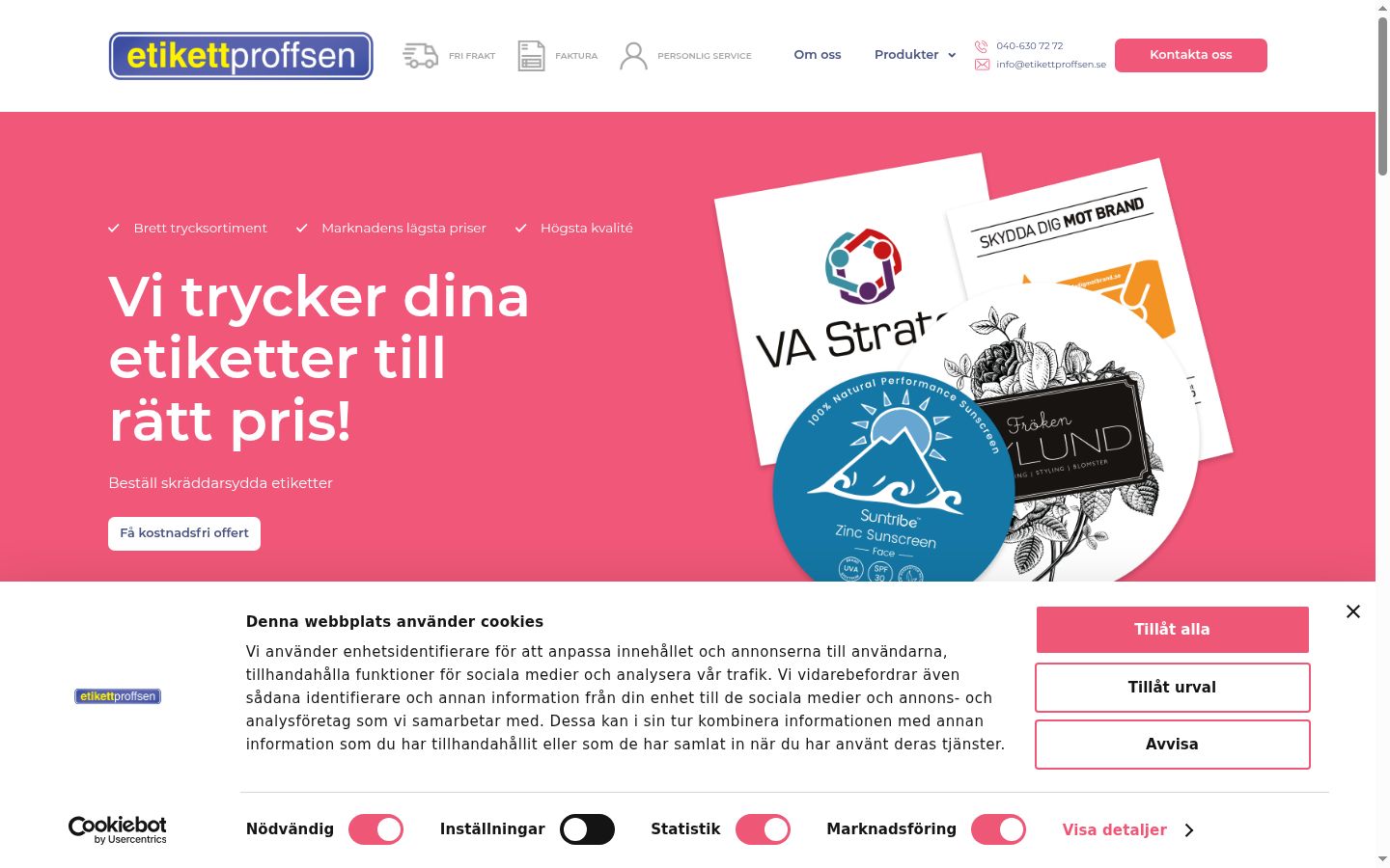 Skærmbillede af samtykkebanneret, som det blev vist før nogen interaktion
