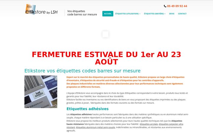 Screenshot stránky etikstore.fr